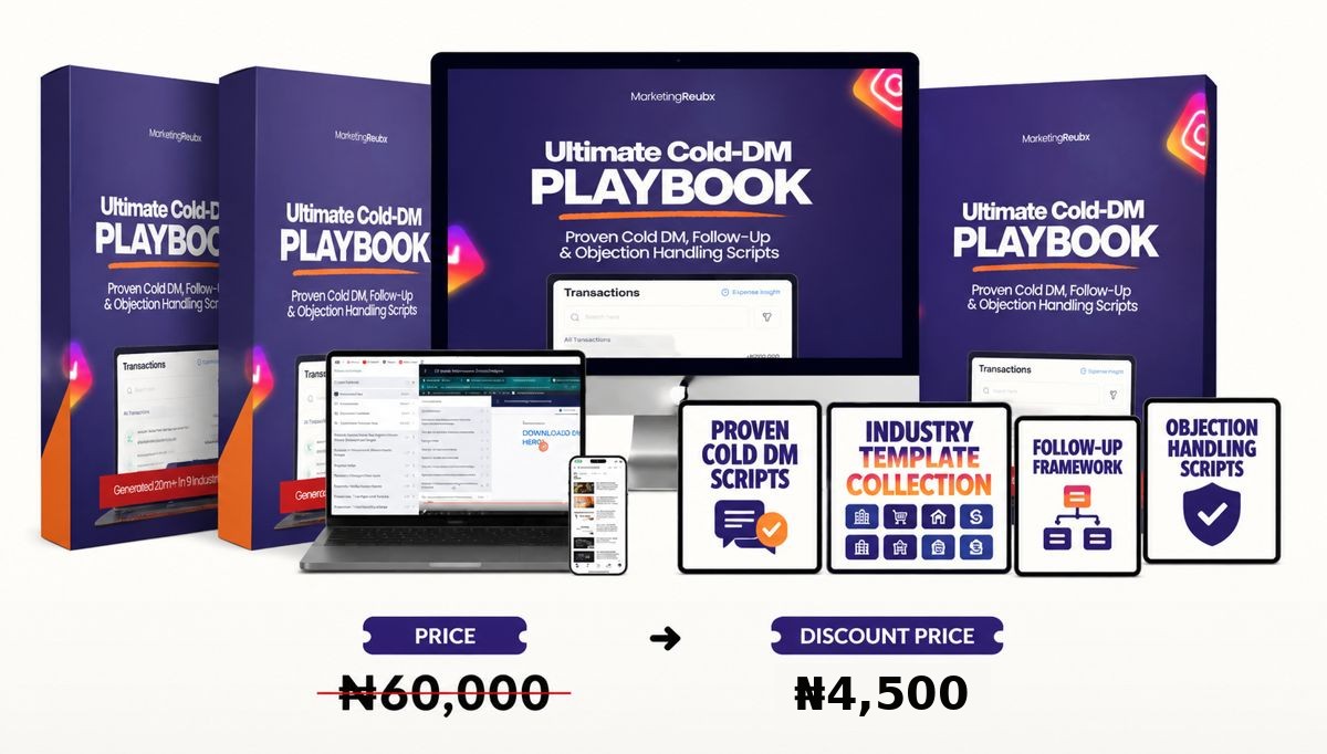 Ultimate Cold-DM Playbook - full product mockup with bonuses
