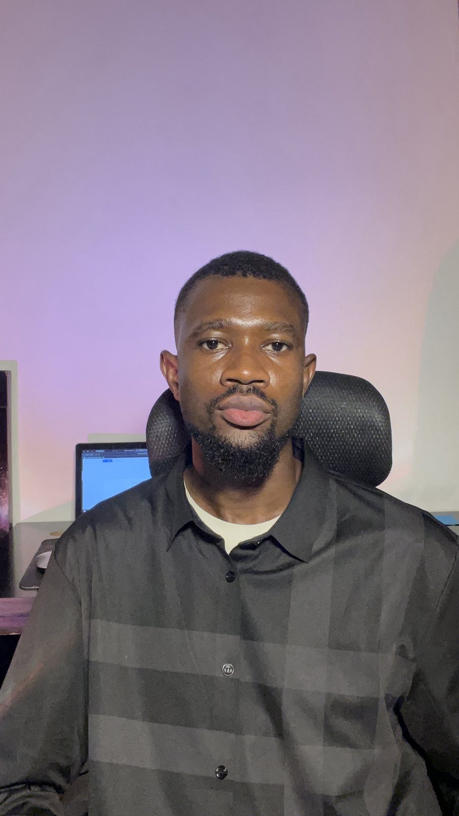 Igho Reuben at his desk