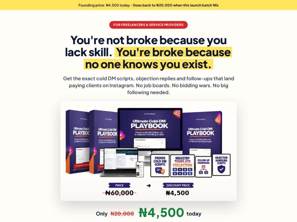 Cold DM Playbook sales letter by Igho Reuben
